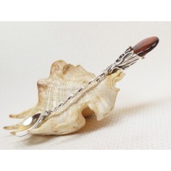 Łyżeczka srebrna z bursztynem, handmade 912-48