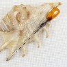 Szpilka srebrna z bursztynem, handmade 8080-80