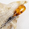 Szpilka srebrna z bursztynem, handmade 8080-80