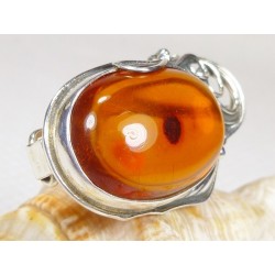 410-325 Broszka Srebro z Bursztynem -HAND MADE-