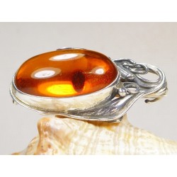 410-325 Broszka Srebro z Bursztynem -HAND MADE-