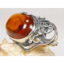 410-325 Broszka Srebro z Bursztynem -HAND MADE-