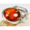 Broszka srebrna z bursztynem, handmade 410-312