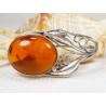 Broszka srebrna z bursztynem, handmade 410-312