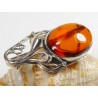 Broszka srebrna z bursztynem, handmade 410-311