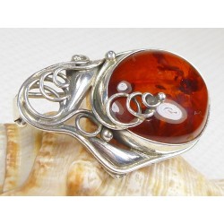 410-226 Broszka Srebro z Bursztynem -HAND MADE-