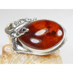 410-226 Broszka Srebro z Bursztynem -HAND MADE-
