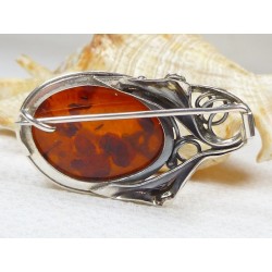 410-226 Broszka Srebro z Bursztynem -HAND MADE-
