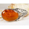 Broszka srebrna z bursztynem, handmade 410-215