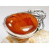 Broszka srebrna z bursztynem, handmade 410-215