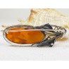 Broszka srebrna z bursztynem, handmade 410-214