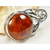 Broszka srebrna z bursztynem, handmade 410-199