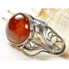 Broszka srebrna z bursztynem, handmade 410-199