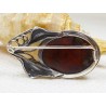 Broszka srebrna z bursztynem, handmade 410-230