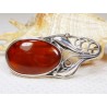 Broszka srebrna z bursztynem, handmade 410-224