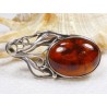 Broszka srebrna z bursztynem, handmade 410-232