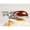 Broszka srebrna z bursztynem, handmade 410-232