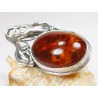 Broszka srebrna z bursztynem, handmade 410-232
