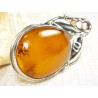 Broszka srebrna z bursztynem, handmade 410-179