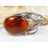 Broszka srebrna z bursztynem, handmade 410-234