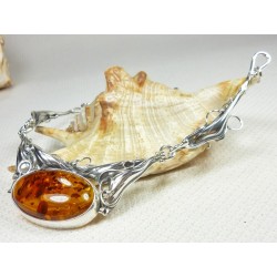 Naszyjnik Srebro z Bursztynem, handmade 760-14