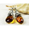 207-41 Kolczyki Srebro z Bursztynem -HAND MADE-