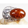 408-1 Broszka Srebro z Bursztynem -HAND MADE-