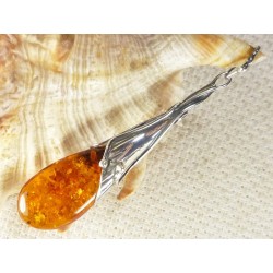 Wisiorek srebrny z bursztynem, handmade 620-313