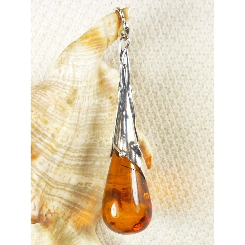 Wisiorek srebrny z bursztynem, handmade 620-502