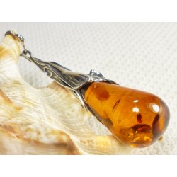 Wisiorek srebrny z bursztynem, handmade 620-502