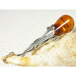 Wisiorek srebrny z bursztynem, handmade 620-502