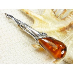 Wisiorek srebrny z bursztynem, handmade 620-502