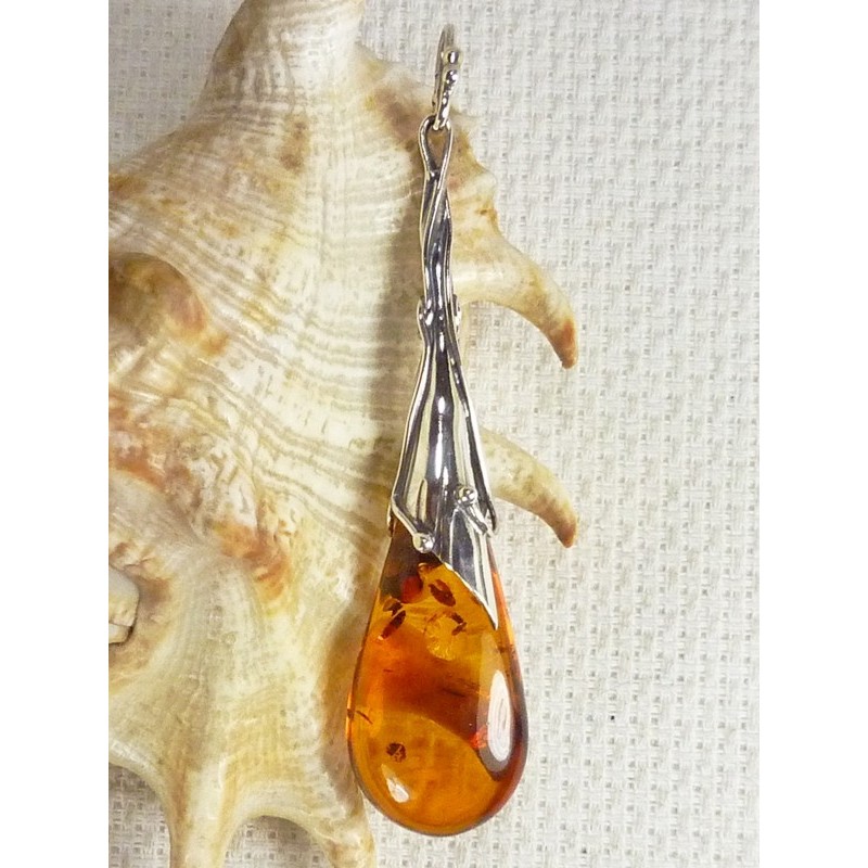 Wisiorek srebrny z bursztynem, handmade 620-508