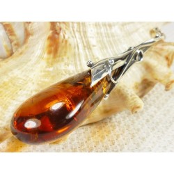Wisiorek srebrny z bursztynem, handmade 620-508