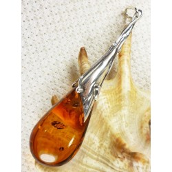 Wisiorek srebrny z bursztynem, handmade 620-508