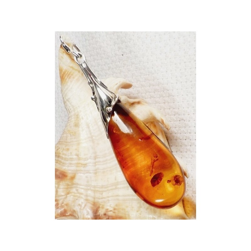 620-907 Wisiorek Srebro z Bursztynem -HAND MADE-