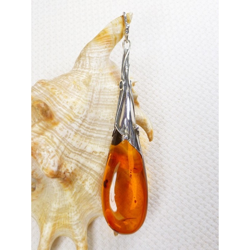 Wisiorek srebrny z bursztynem, handmade 620-923