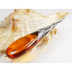 Wisiorek srebrny z bursztynem, handmade 620-923