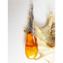 Wisiorek srebrny z bursztynem, handmade 620-923