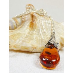 730-26 Naszyjnik Srebro z Bursztynem -HAND MADE-