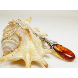 730-26 Naszyjnik Srebro z Bursztynem -HAND MADE-