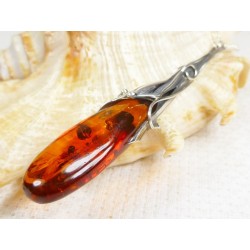 Naszyjnik srebrny z bursztynem, handmade 730-41