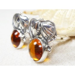 Spinki srebrne z bursztynem, handmade 802-3