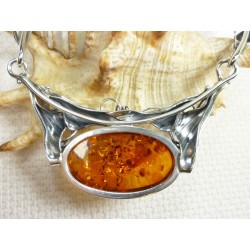 Naszyjnik Srebro z Bursztynem, handmade 760-14