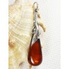 Wisiorek srebrny z bursztynem, handmade 611-17