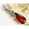 Wisiorek srebrny z bursztynem, handmade 611-17