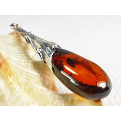 Wisiorek srebrny z bursztynem, handmade 611-22