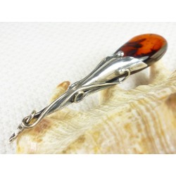 Wisiorek srebrny z bursztynem, handmade 611-22
