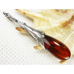Wisiorek srebrny z bursztynem, handmade 611-22