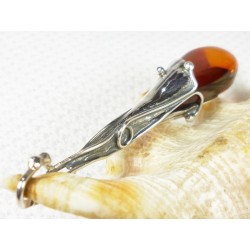 Wisiorek srebrny z bursztynem, handmade 611-40